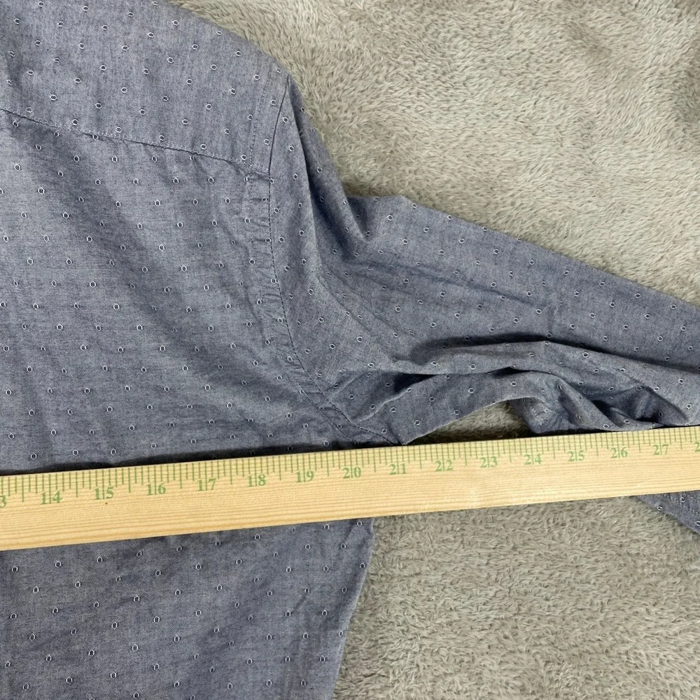 Banana Republic Button Down Shirt Mens Medium Blue Stretch Soft Wash Slim Dobby